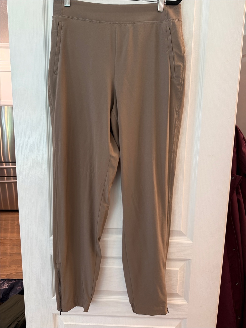 Athleta Taupe Joggers with Ankle Zippers, Size 8T